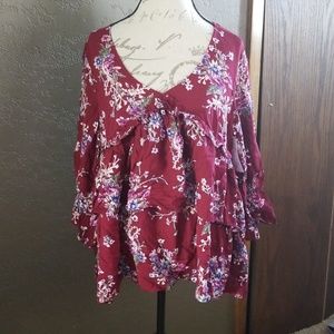 Burgundy floral top
